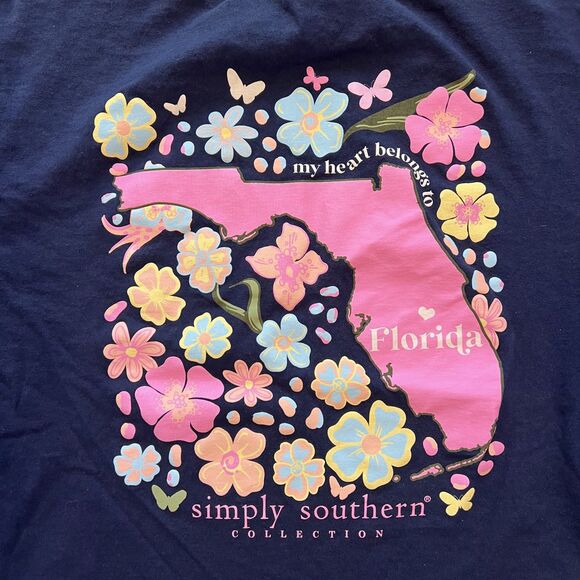 Simply Southern"My heart belongs in Florida"Graphic Short Sleeve T-Shirt-Size XL - Picture 4 of 5